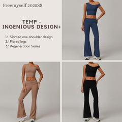 Freemyself recycled Yoga Set - Women's Quick-Breathe Tank & Flared Leggings | Gym to Street Running