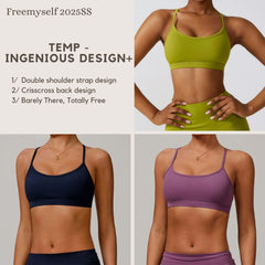 Freemyself Strapless Backless Fitness Yoga Top Outerwear Running Yoga Bra Bare-Skin Feel Quick-Dry Sports Bra
