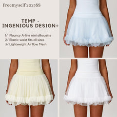 Freemyself Anti-Exposure Leggings High-Waisted Tennis Skirt Casual A-Line Skirt Mesh Sports Skirt