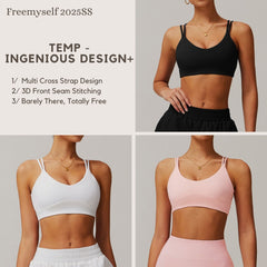 Freemyself Cross-Back Yoga Sports Bra Bare-Skin Feel Outerwear Undergarment Outdoor Running Fitness Sports Vest