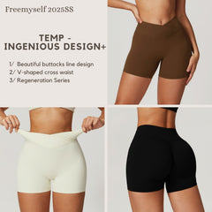Freemyself recycled Naked Feel Shorts - Women's High-Waist Workout & Running | Street-Ready Yoga Cross Waist