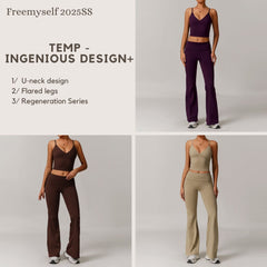 Freemyself recycled Yoga Set - Women's Street-Ready Tank & Flared Leggings | Gym to Street Running