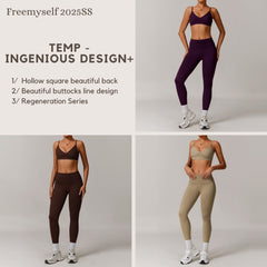 Freemyself recycled Yoga Set - Women's Street-Ready Strappy Bra & Skinny Leggings | Gym to Street Running