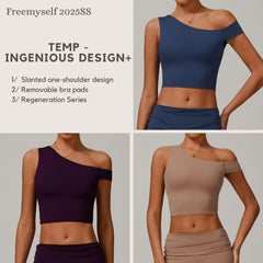 Freemyself recycled Asymmetric Yoga Tank - Women's Single-Shoulder Workout Top | Street-Ready Running & Gym