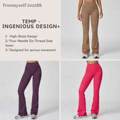 Freemyself Brushed High-Waisted Yoga Pants Tight-Fitting Wide-Leg Bell-Bottom Running Fitness Pants Slightly Flared Leggings