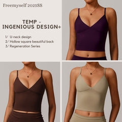 Freemyself recycled Yoga Tank - Women's Built-in Bra Cami with Everyday Versatility | Quick-Dry for Running & Gym