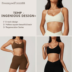 Freemyself recycled Yoga Set - Women's Quick-Dry Strappy Bra & Workout Shorts | Running, Gym Wear