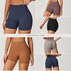 Freemyself Bare-Skin Yoga Shorts for Women High-Waisted Quick-Dry Tight-Fitting Slimming Shorts Running Sports Fitness Pants