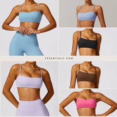 Underwear Strapless Yoga Bra with Beautiful Back Design Nude-Feel Quick-Dry Sports Bra Tight-Fitting Fitness Top