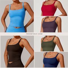 Brushed Fleece Tank Top Fitness Sports Bra High-Intensity Workout Bra Strappy Backless Yoga Tank Top