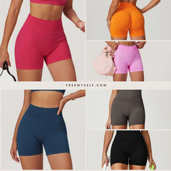 Freemyself Seamless High-Waisted Yoga Shorts Summer Women's Tight-Fitting Butt-Lifting Sports Running Quick-Dry Fitness Pants