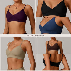 Freemyself recycled Strappy Sports Bra - Women's Quick-Dry Workout Top | Gym to Street Running & Yoga