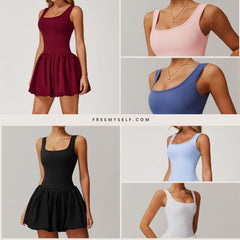 Freemyself Naked-Feel Two-Piece Sports Dress for Women Anti-Exposure Underlayer Outdoor Running Fitness Tennis Skirt