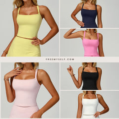 Freemyself Strapless Yoga Tank Top Nude-Feel Backless Slimming Sports Tank Outdoor Running Fitness Wear