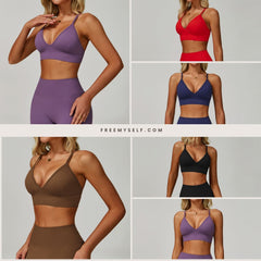 Freemyself Double-Strap Seamless Yoga Bra with Flattering Back Design Quick-Dry Sports Top for Outerwear Running, Fitness, and Yoga Wear