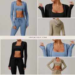 Freemyself UV-Protective Running Set Breathable, Quick-Dry, Cool-Touch Sun Protection Three-Piece Set