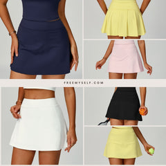 Freemyself High-Waisted Sports Skirt Anti-Exposure Nude-Feel Summer Skirt Pocketed Premium-Feel Skirt