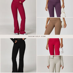 Freemyself Brushed High-Waisted Yoga Pants Tight-Fitting Wide-Leg Bell-Bottom Running Fitness Pants Slightly Flared Leggings
