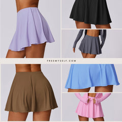 Freemyself Ice-Cool UV-Protective High-Waisted Yoga Skirt (Two-Piece Style) Tennis Sports Fitness Quick-Dry Sun Protection Skirt