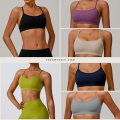 Freemyself Strapless Backless Fitness Yoga Top Outerwear Running Yoga Bra Bare-Skin Feel Quick-Dry Sports Bra