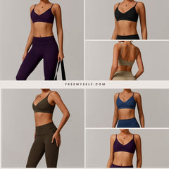 Freemyself recycled Yoga Set - Women's Street-Ready Strappy Bra & Skinny Leggings | Gym to Street Running
