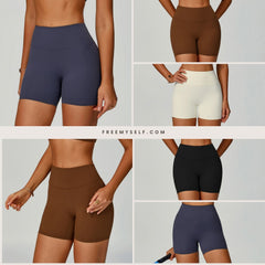 Eco-Friendly Recycled High-Waisted Fitness Shorts for Women Outdoor Running & Yoga Pants