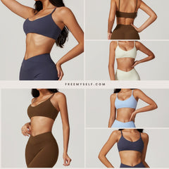 Freemyself recycled Yoga Set - Women's Quick-Dry Fitness Outfit with Strappy Bra & Flared Leggings | Running, Gym Wear