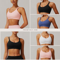 Freemyself Cross-Back Yoga Sports Bra Bare-Skin Feel Outerwear Undergarment Outdoor Running Fitness Sports Vest