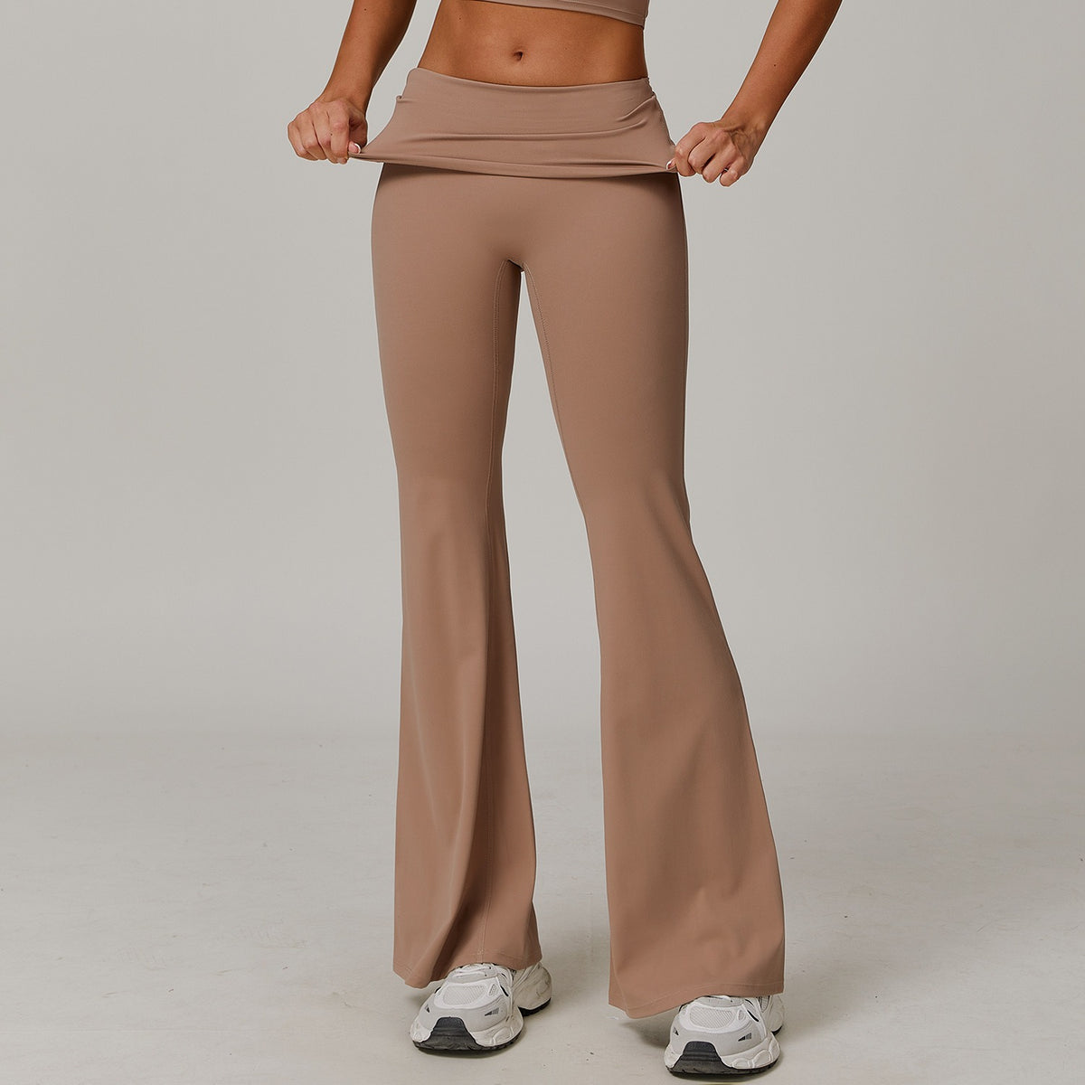 Freemyself recycled Fold-Over Yoga Pants - Women's Micro Flare Leggings | Gym to Street Running & Lounge