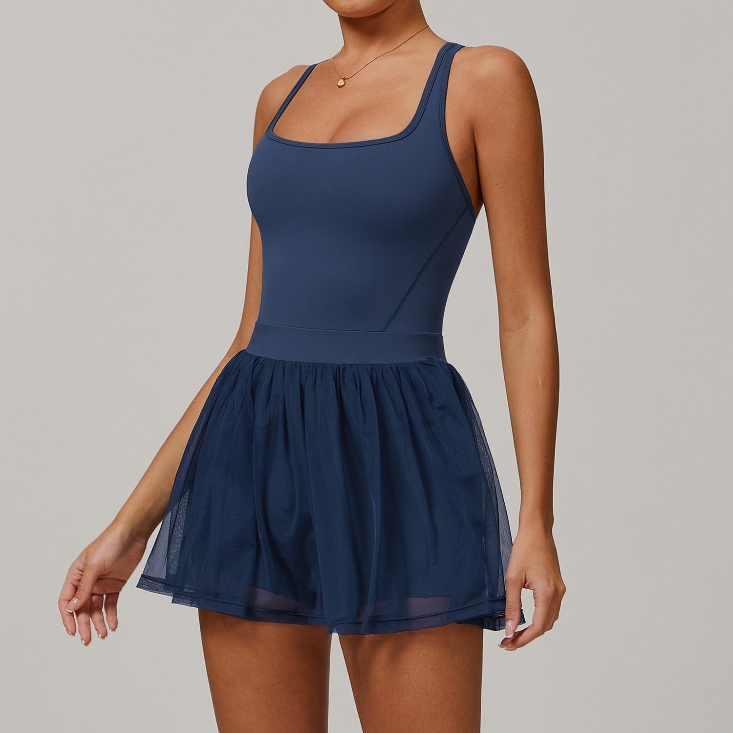 Freemyself recycled Mesh Tennis Skirt with Built-in Shorts - Faux Two-Piece, Quick-Dry, Breathable, Anti-Slip - Running Workout Activewear