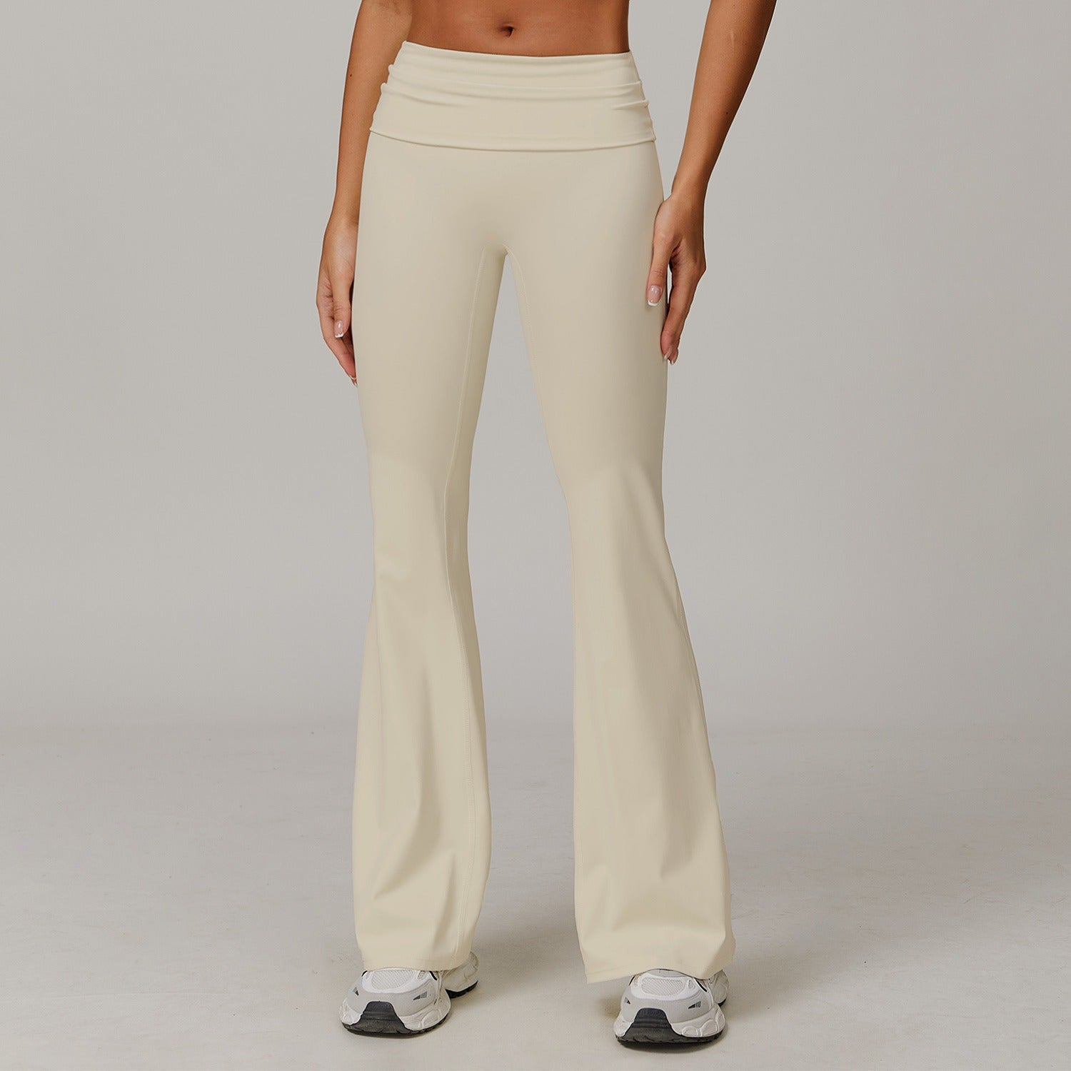 Freemyself recycled Fold-Over Yoga Pants - Women's Micro Flare Leggings | Gym to Street Running & Lounge