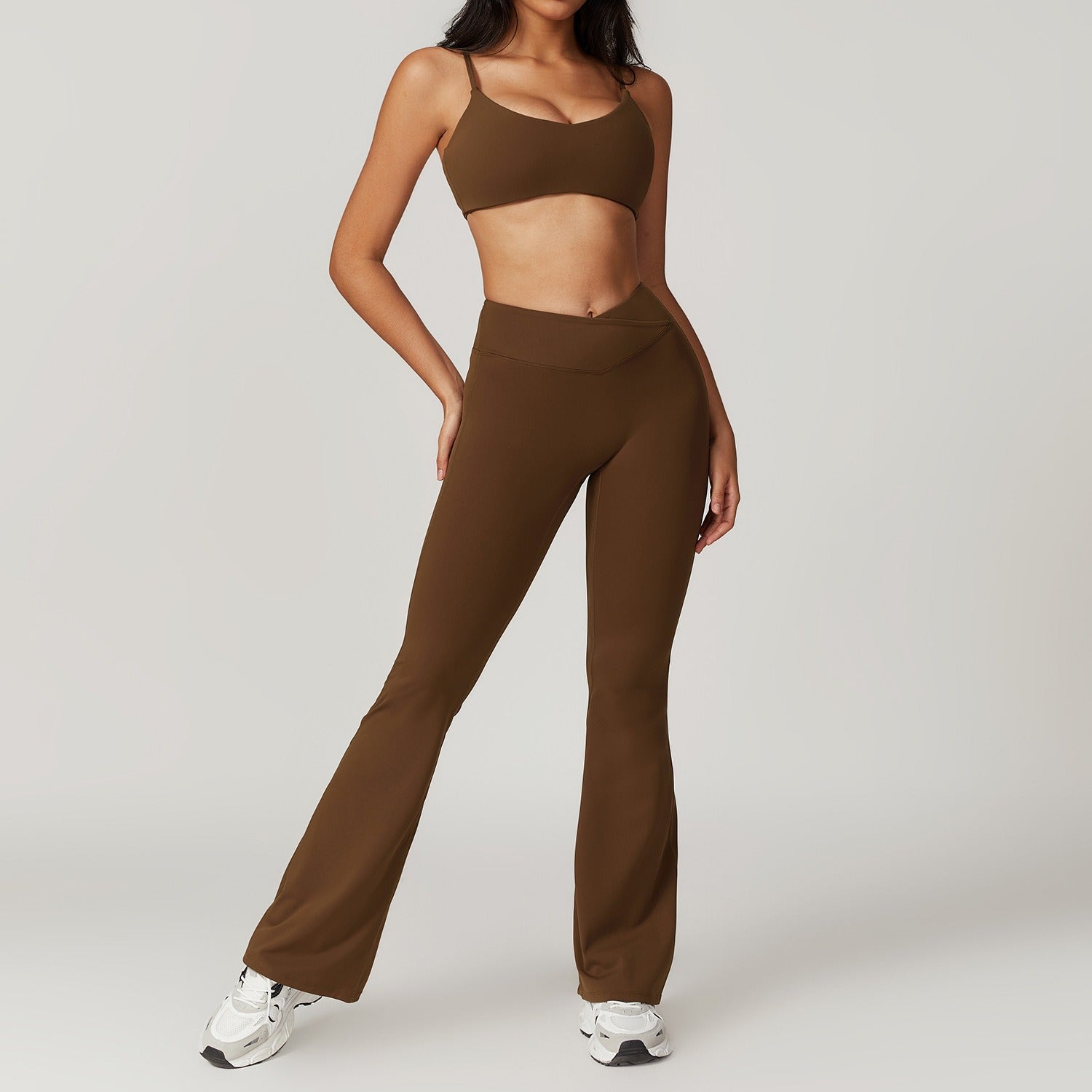 Freemyself recycled Yoga Set - Women's Quick-Dry Fitness Outfit with Strappy Bra & Flared Leggings | Running, Gym Wear
