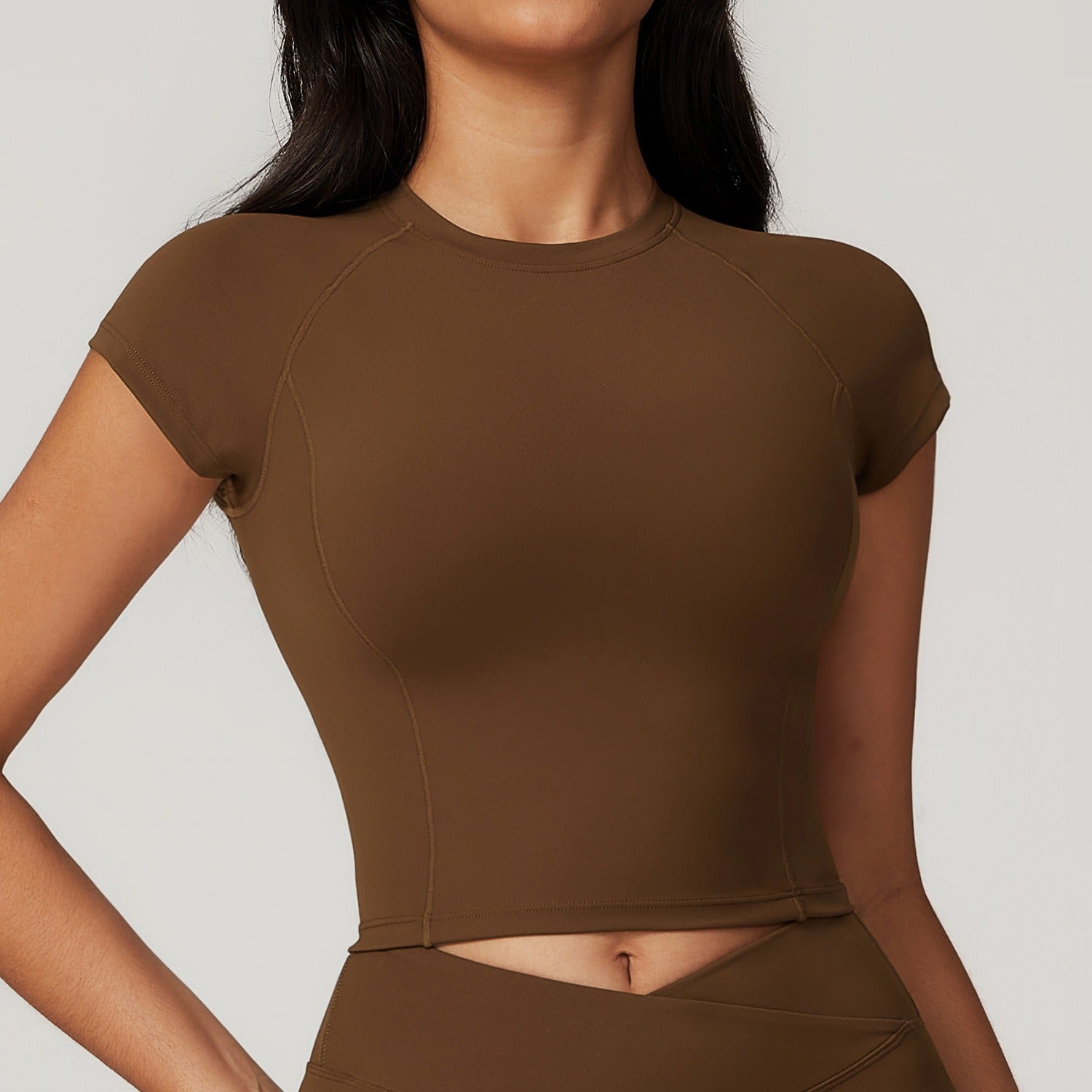 Freemyself high-Support Recycled Crop Top - Women's Quick-Dry Fitness Tee with Mini Cap Sleeves | Running, Yoga, Gym Workout
