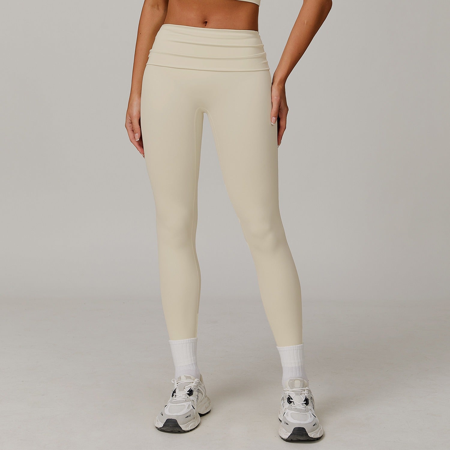 Freemyself recycled Fold-Over Yoga Pants - Women's High-Waist Lifting Fit | Everyday Tights for Gym & Lounge