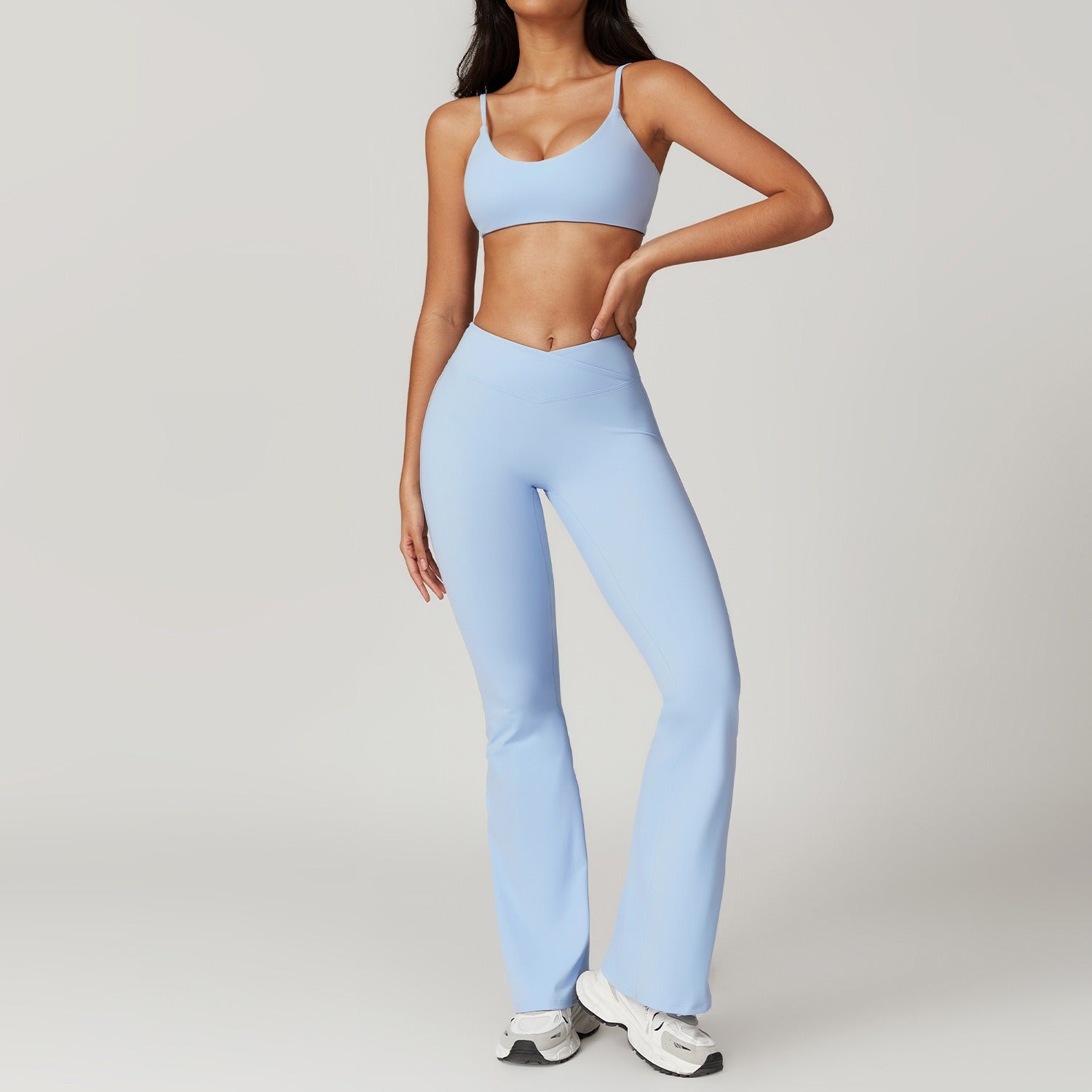 Freemyself recycled Yoga Set - Women's Quick-Dry Fitness Outfit with Strappy Bra & Flared Leggings | Running, Gym Wear