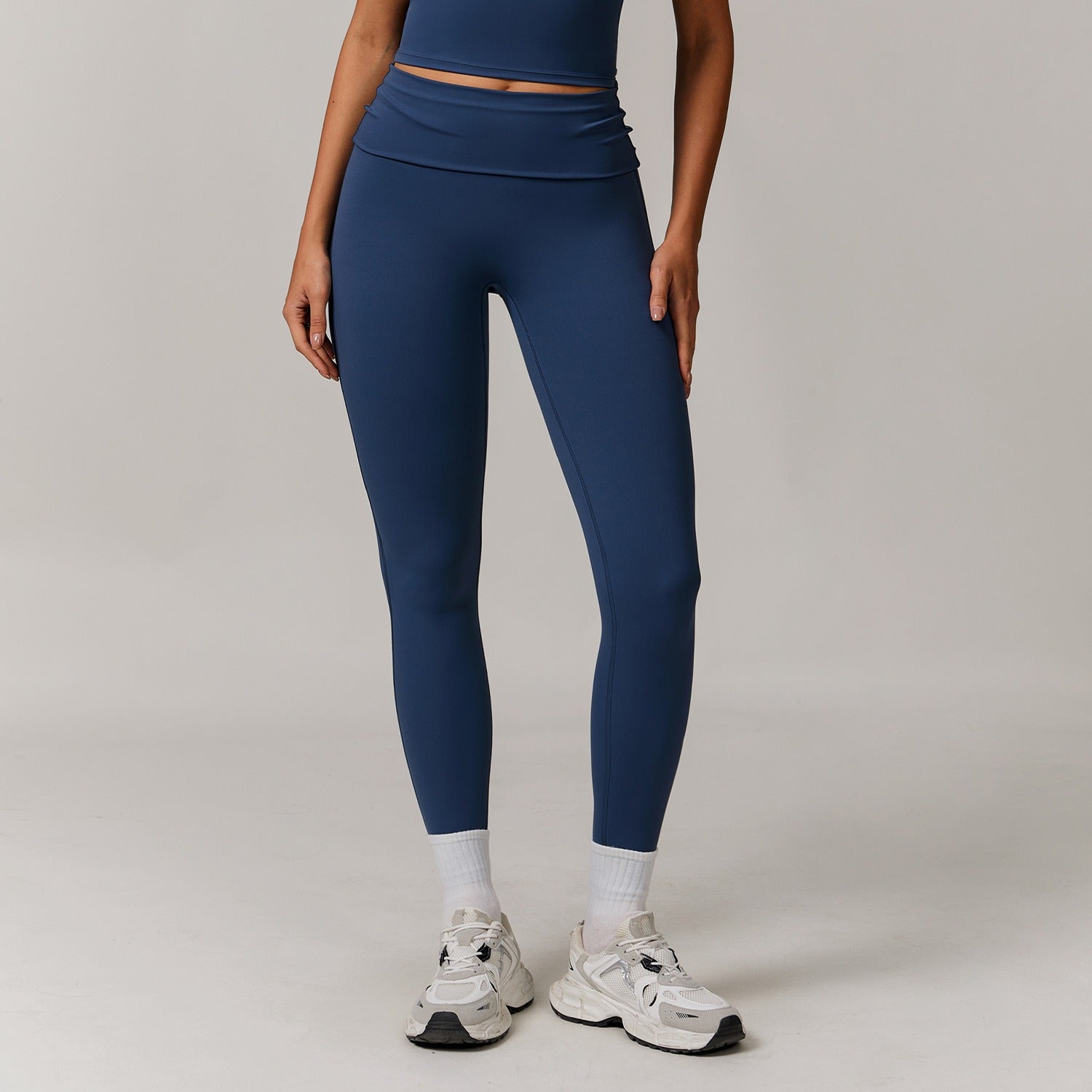 Freemyself recycled Fold-Over Yoga Pants - Women's High-Waist Lifting Fit | Everyday Tights for Gym & Lounge
