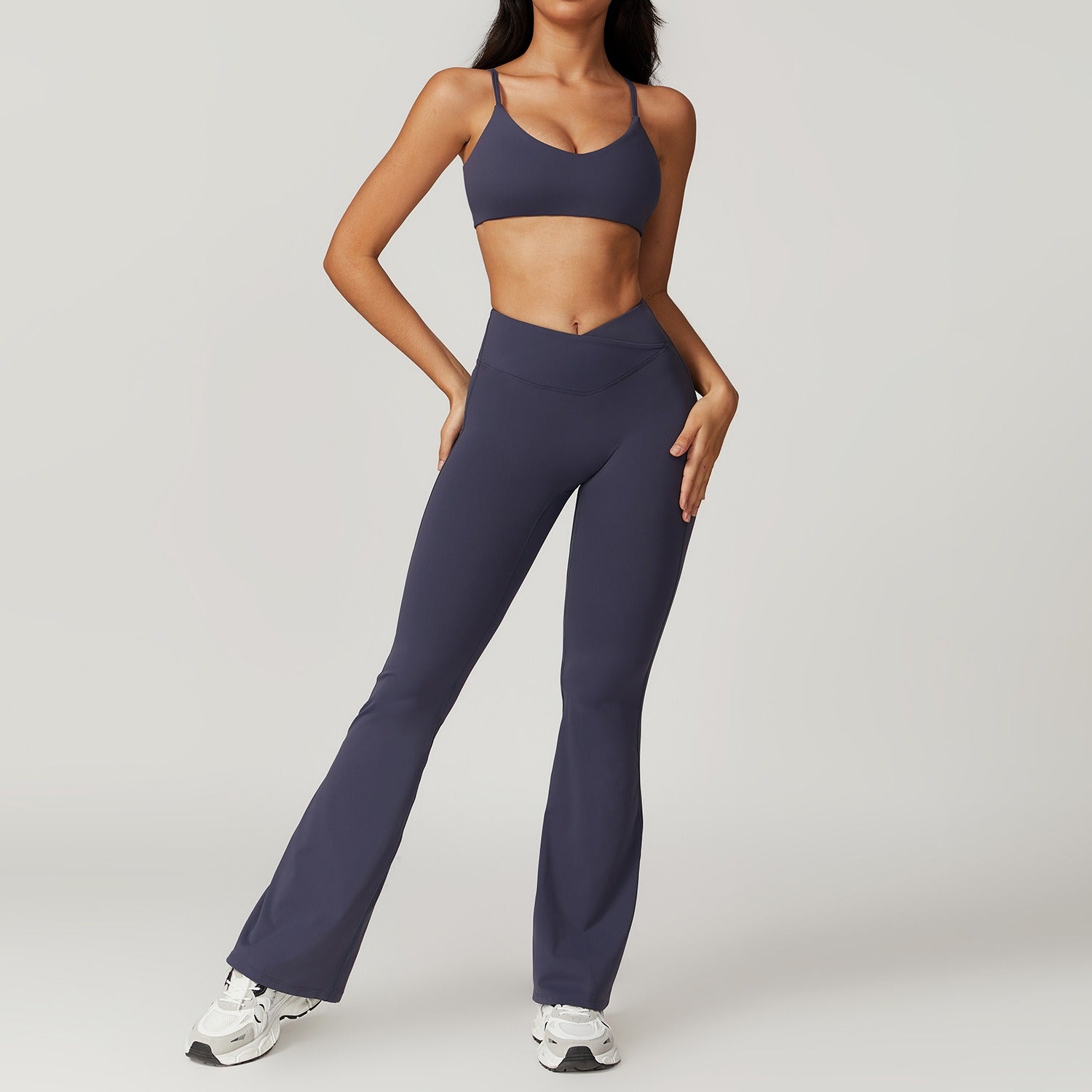Freemyself recycled Yoga Set - Women's Quick-Dry Fitness Outfit with Strappy Bra & Flared Leggings | Running, Gym Wear