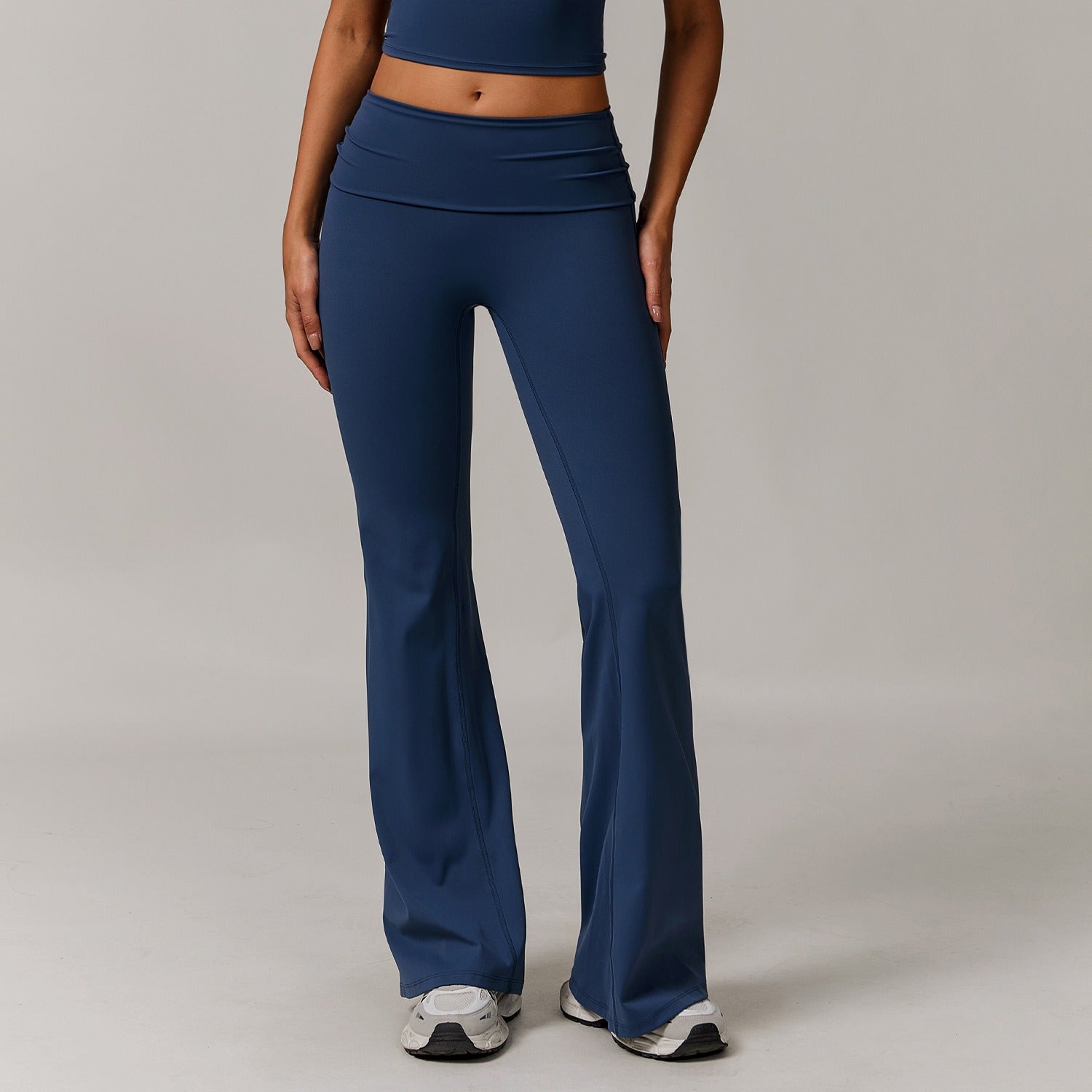 Freemyself recycled Fold-Over Yoga Pants - Women's Micro Flare Leggings | Gym to Street Running & Lounge