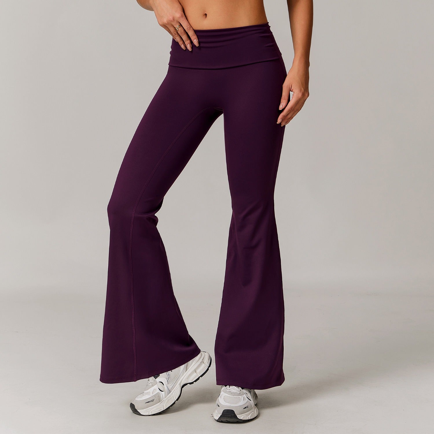 Freemyself recycled Fold-Over Yoga Pants - Women's Micro Flare Leggings | Gym to Street Running & Lounge