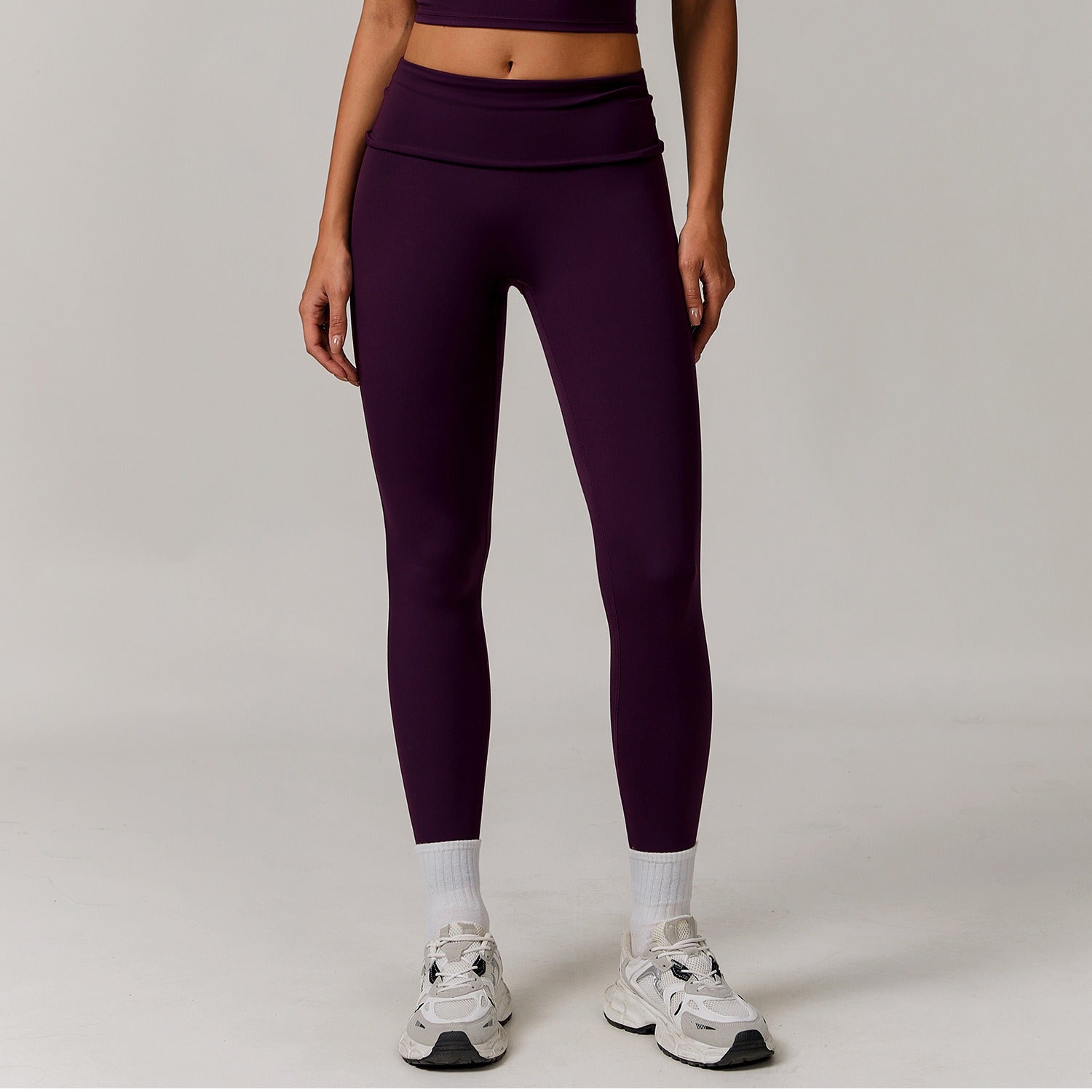 Freemyself recycled Fold-Over Yoga Pants - Women's High-Waist Lifting Fit | Everyday Tights for Gym & Lounge