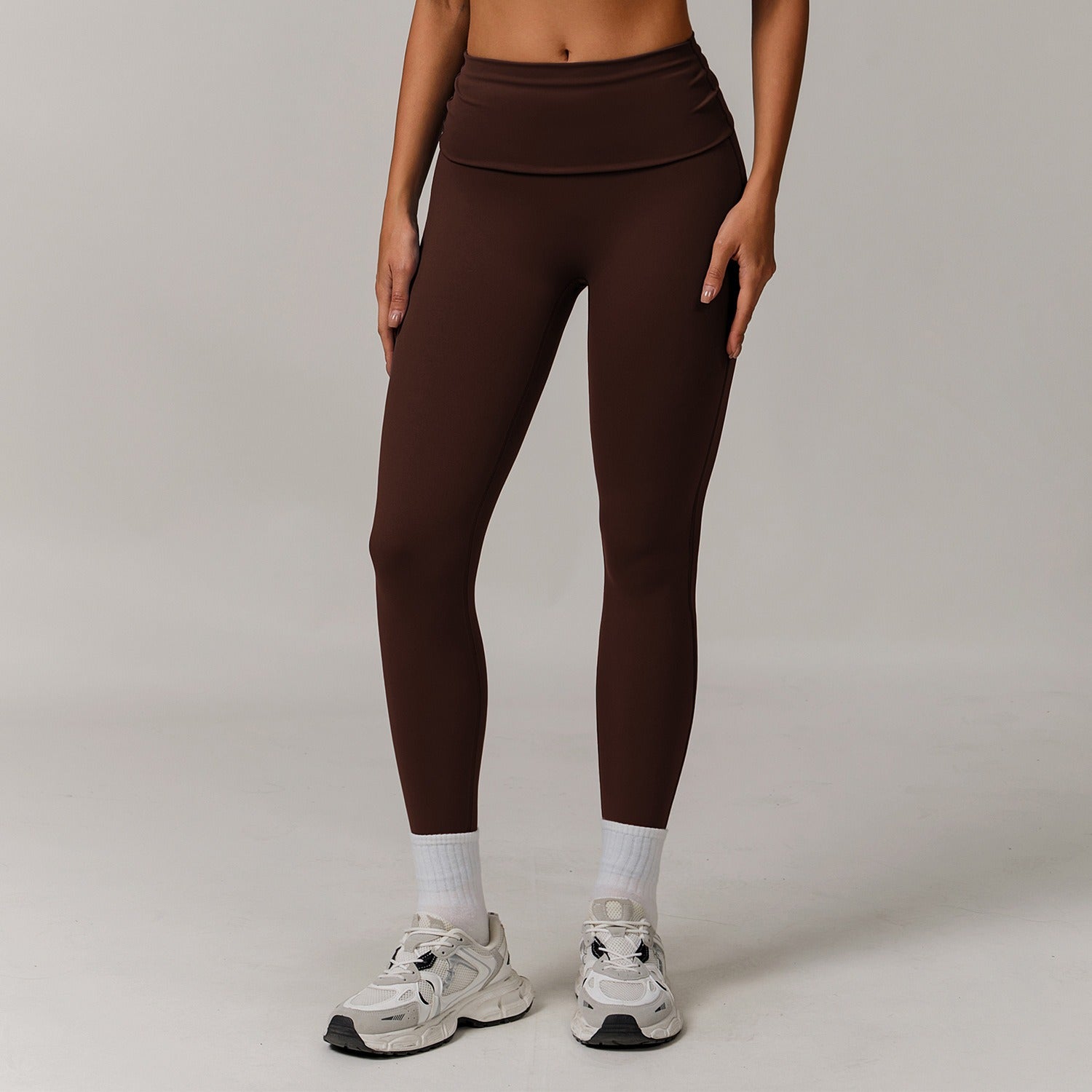 Freemyself recycled Fold-Over Yoga Pants - Women's High-Waist Lifting Fit | Everyday Tights for Gym & Lounge