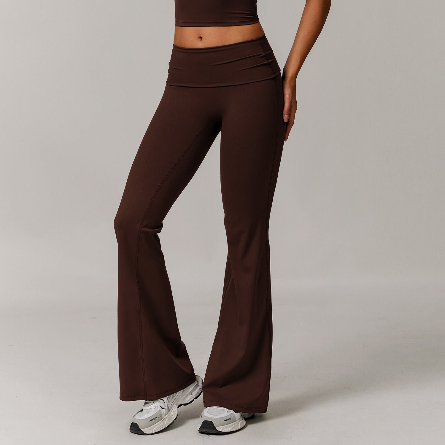 Freemyself recycled Fold-Over Yoga Pants - Women's Micro Flare Leggings | Gym to Street Running & Lounge