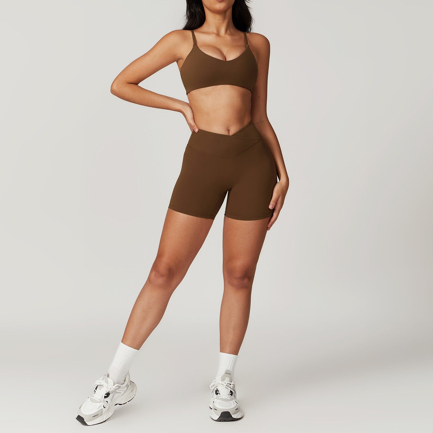 Freemyself recycled Yoga Set - Women's Quick-Dry Strappy Bra & Workout Shorts | Running, Gym Wear