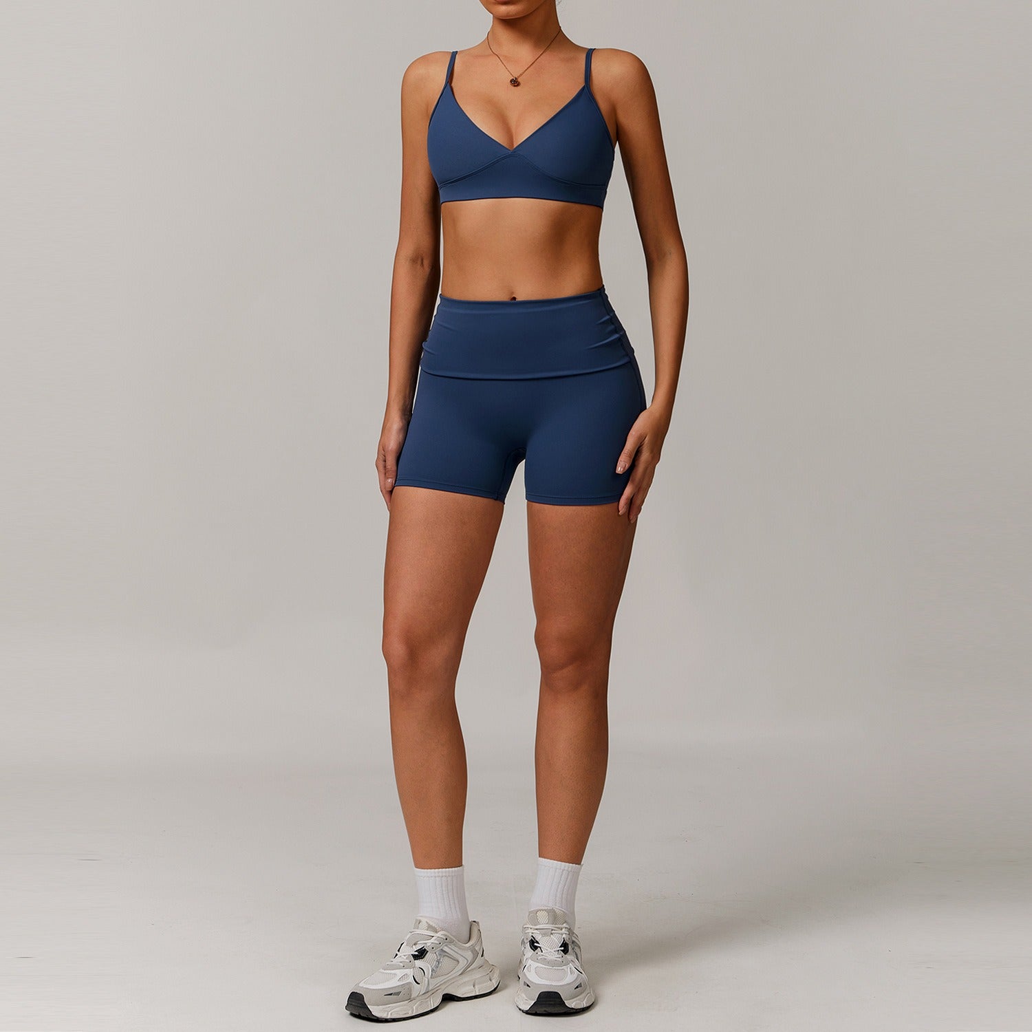 Freemyself recycled Yoga Set - Women's Street-Ready Strappy Bra & Workout Shorts | Gym to Street Running