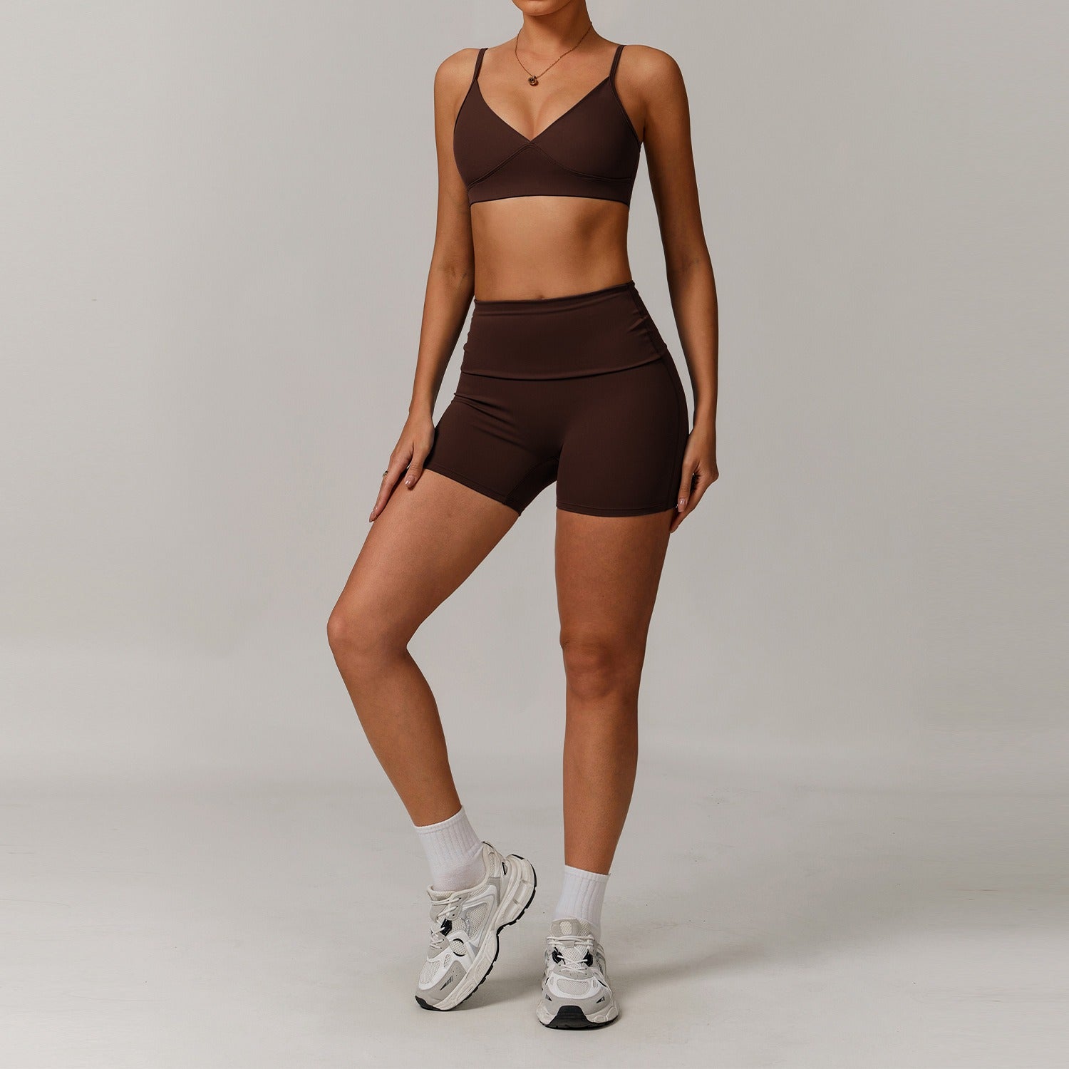 Freemyself recycled Yoga Set - Women's Street-Ready Strappy Bra & Workout Shorts | Gym to Street Running