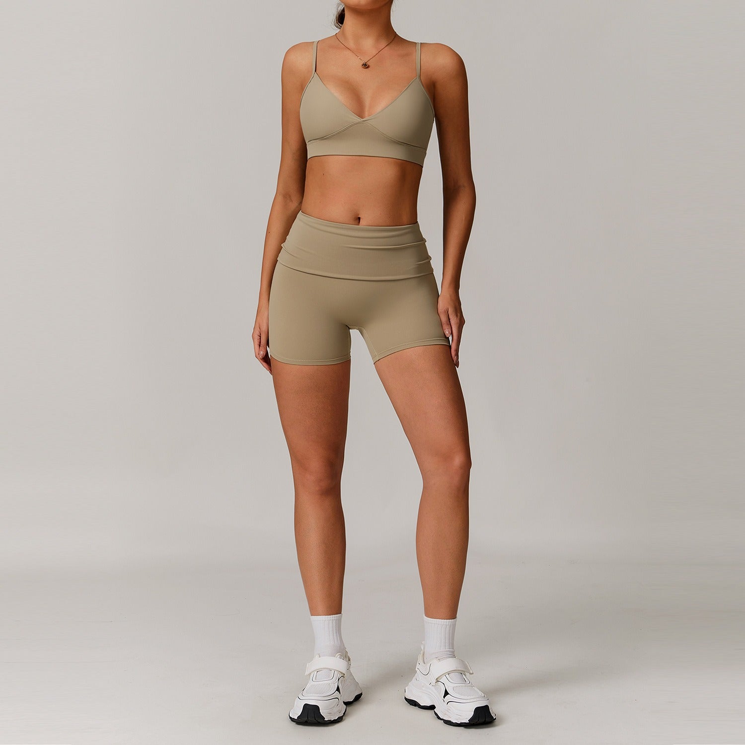 Freemyself recycled Yoga Set - Women's Street-Ready Strappy Bra & Workout Shorts | Gym to Street Running