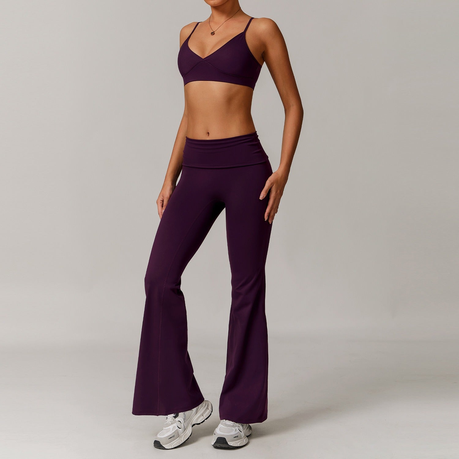 Freemyself recycled Yoga Set - Women's Street-Ready Strappy Bra & Flared Leggings | Gym to Street Running