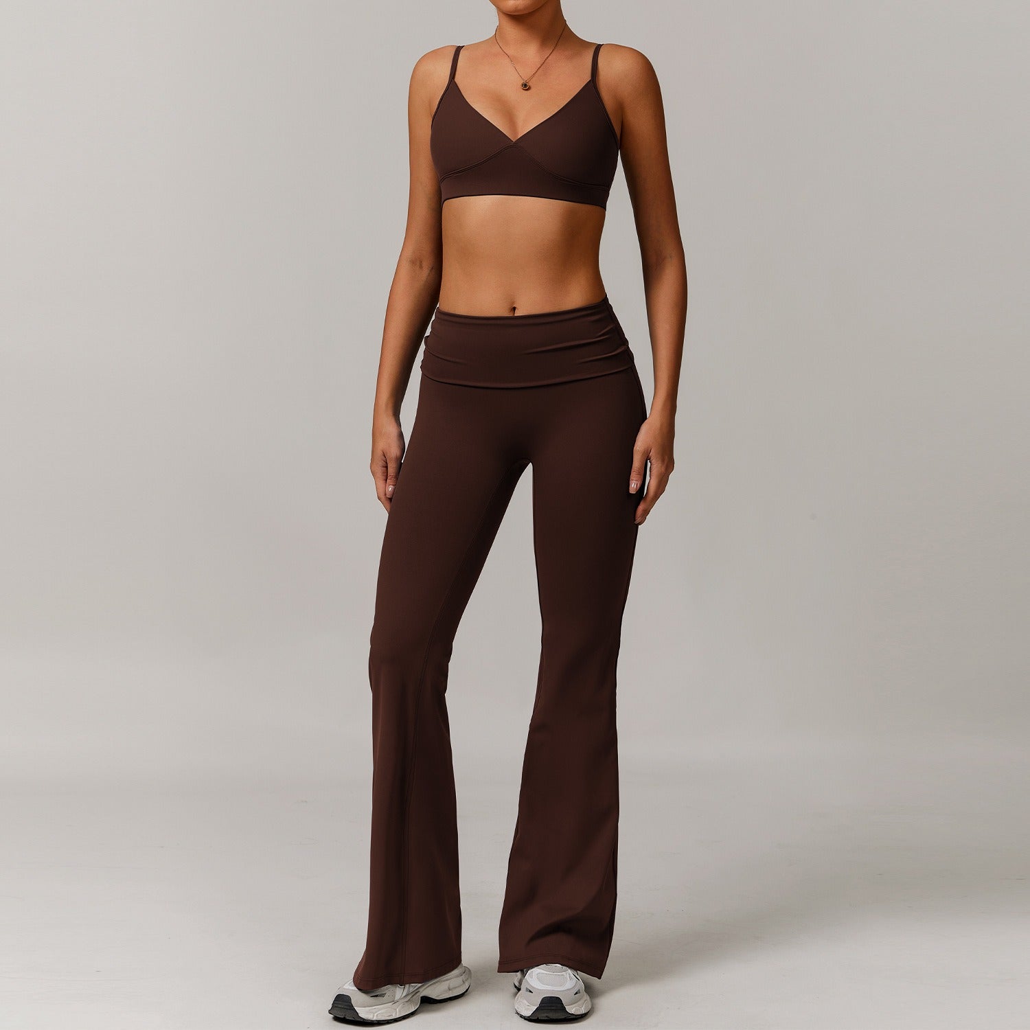 Freemyself recycled Yoga Set - Women's Street-Ready Strappy Bra & Flared Leggings | Gym to Street Running
