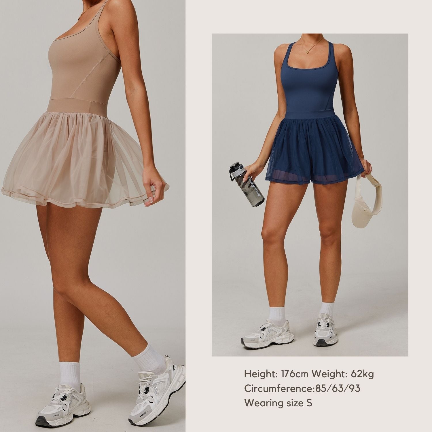 Freemyself recycled Mesh Tennis Skirt with Built-in Shorts - Faux Two-Piece, Quick-Dry, Breathable, Anti-Slip - Running Workout Activewear