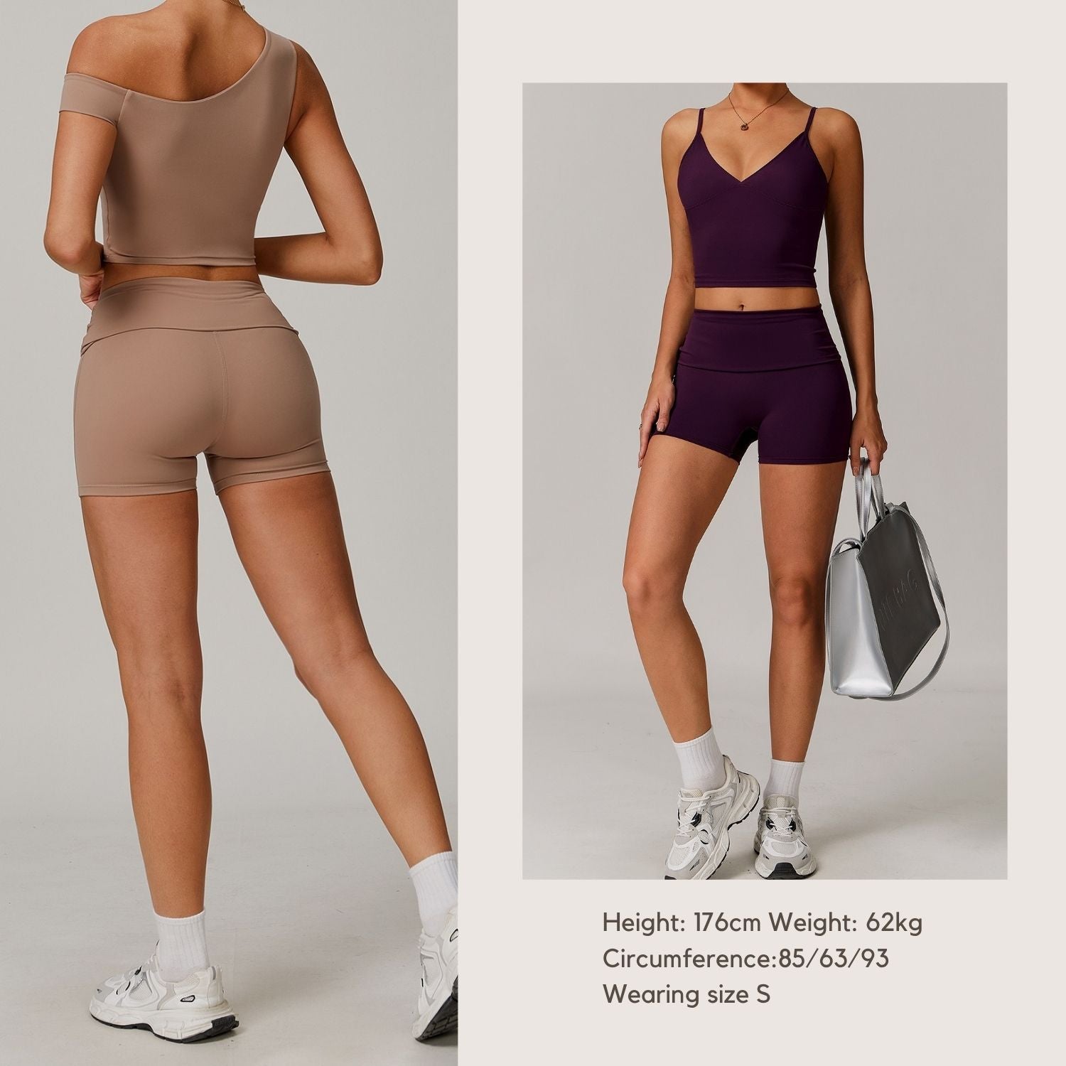 Freemyself recycled Yoga Shorts - Women's Fold-Over High-Waist with Lifting Fit | Quick-Dry Running & Gym